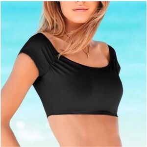 Victoria's Secret Black Off Shoulder Swim Crop Top Size S